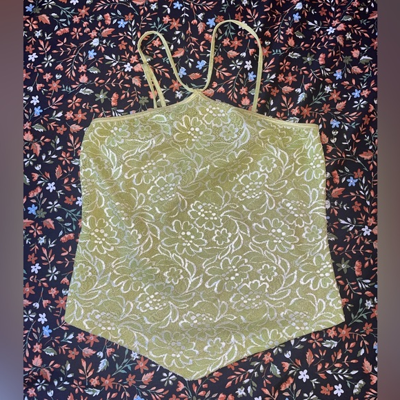 Vintage Green Floral Halter Top - Picture 2 of 5
